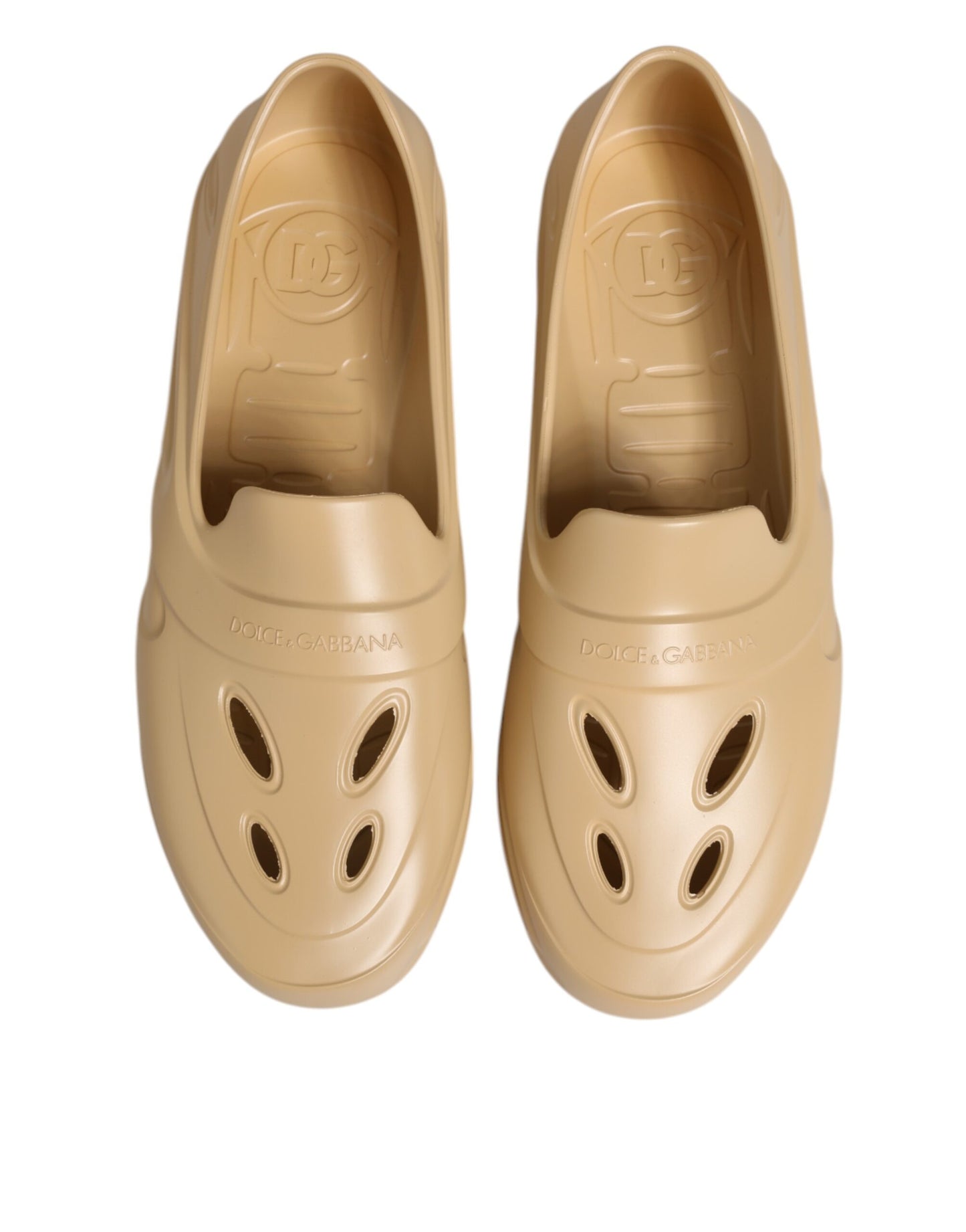 Dolce & Gabbana Beige Rubber Slides Low Top Sneakers Shoes