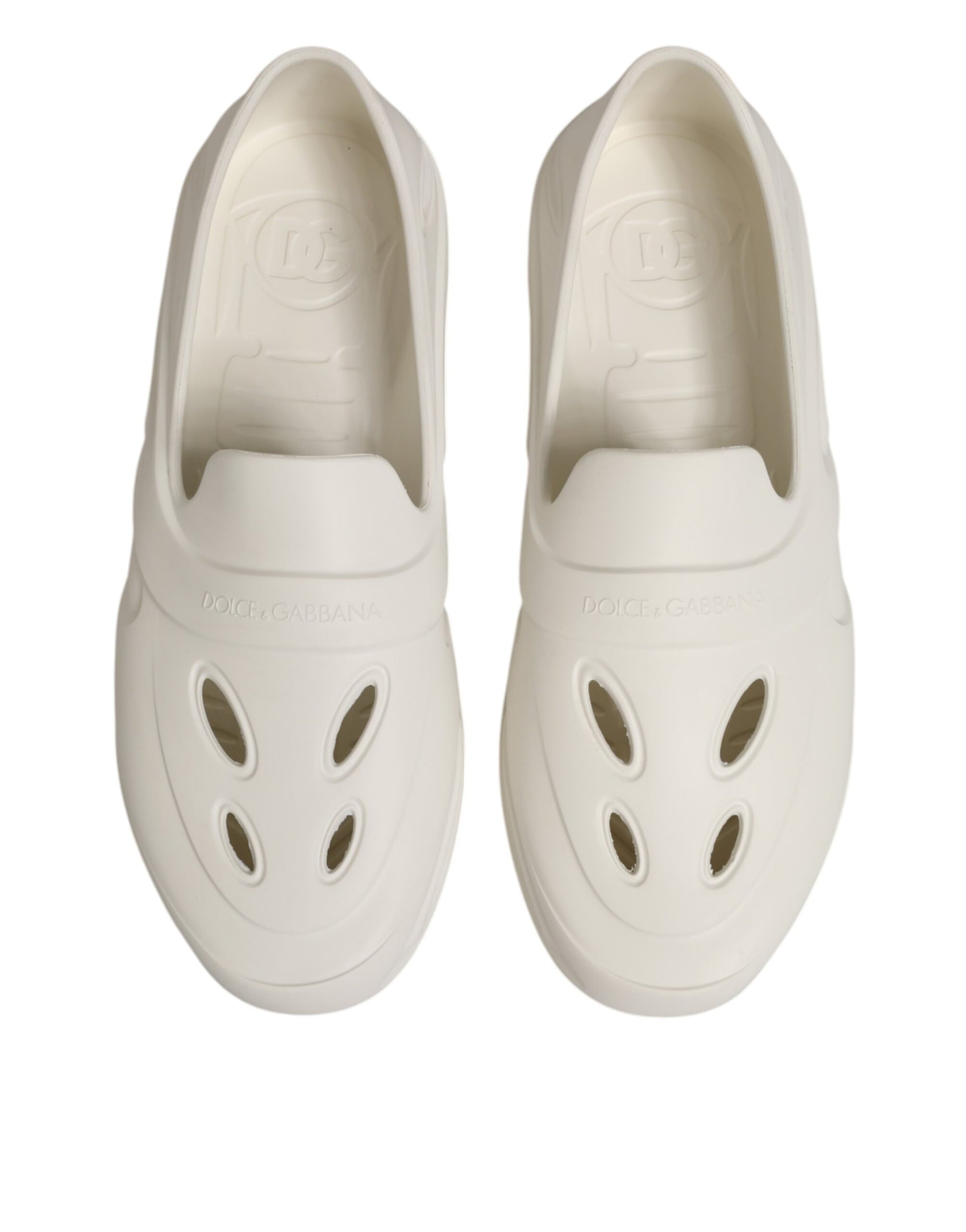 Dolce & Gabbana White Rubber Slides Low Top Sneakers Shoes