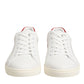 Dolce & Gabbana White Red Leather Low Top Men Sneakers Shoes