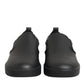 Dolce & Gabbana Black Leather Low Top Slip On Sneakers Shoes