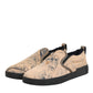 Dolce & Gabbana Beige Cotton Low Top Slip On Sneakers Shoes