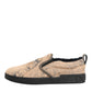 Dolce & Gabbana Beige Cotton Low Top Slip On Sneakers Shoes