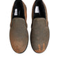 Dolce & Gabbana Brown Cotton Low Top Slip On Sneakers Shoes