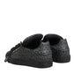 Dolce & Gabbana Black Cotton Denim Logo Low Top Sneakers  Shoes