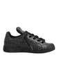 Dolce & Gabbana Black Cotton Denim Logo Low Top Sneakers  Shoes
