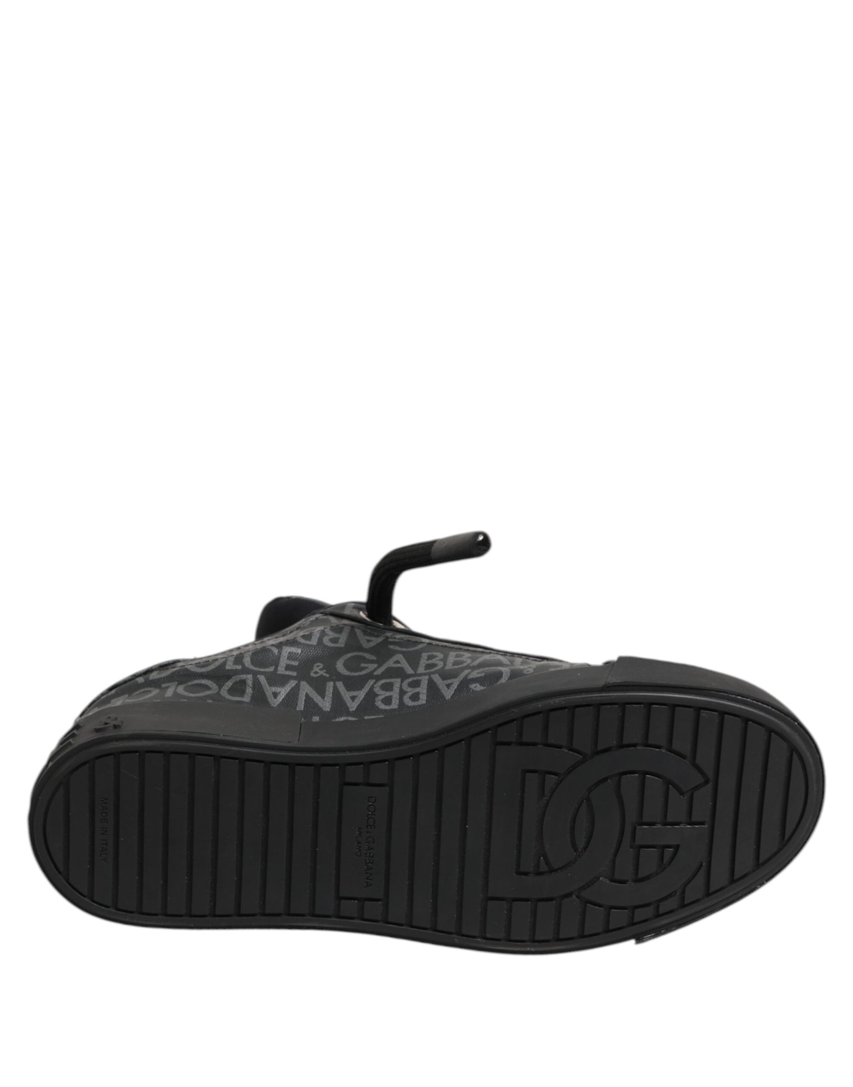 Dolce & Gabbana Black Cotton Denim Logo Low Top Sneakers  Shoes