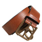 Dolce & Gabbana Brown Leather Side Rings Brass Buckle Belt