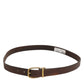 Dolce & Gabbana Brown Classic Gold Metal Logo Buckle Men Belt