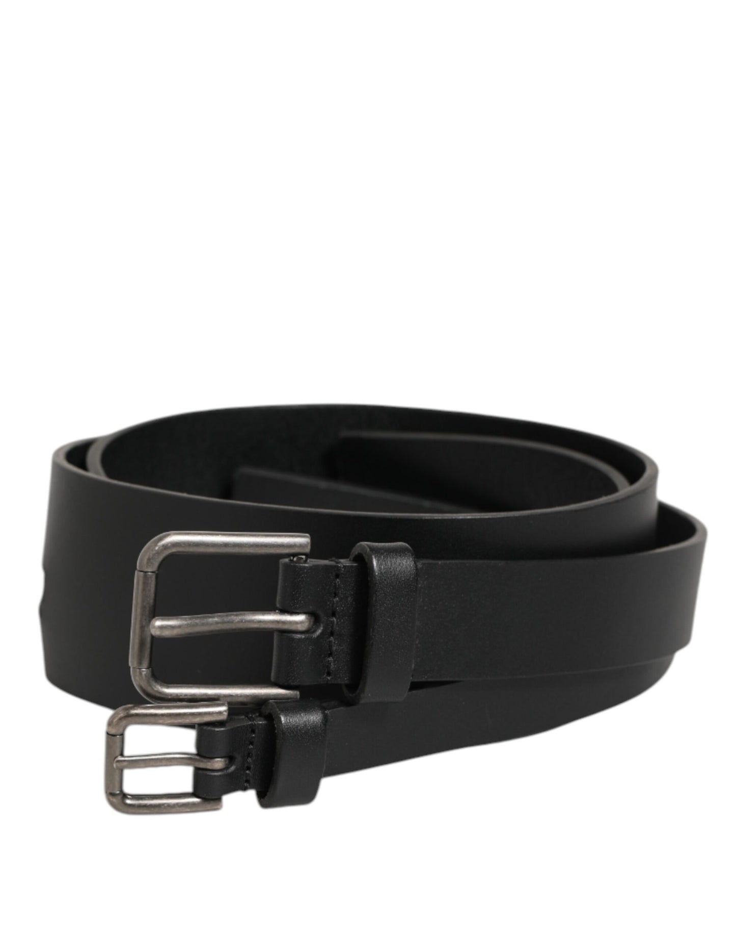 Dolce & Gabbana Black Double Strap Leather Buckle Men Belt