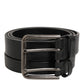 Dolce & Gabbana Black Double Strap Leather Silver Buckle Belt