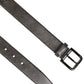 Dolce & Gabbana Black Silver Pebbled Texture Leather Buckle Men Belt