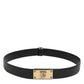 Dolce & Gabbana Black Leather Classic Metal Logo Buckle Belt