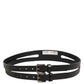 Dolce & Gabbana Black Double Strap Leather Silver Buckle Belt