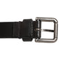 Dolce & Gabbana Black Double Strap Leather Silver Buckle Belt