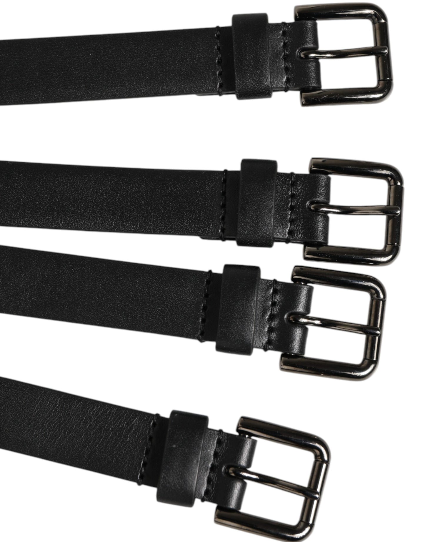 Dolce & Gabbana Black Leather 4-Strap Metal Multi-Buckle Belt