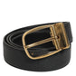 Dolce & Gabbana Black Leather Classic Metal Logo Buckle Belt