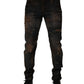 Dolce & Gabbana Black Cotton Skinny Tattered Men Denim Jeans