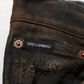 Dolce & Gabbana Black Cotton Skinny Tattered Men Denim Jeans