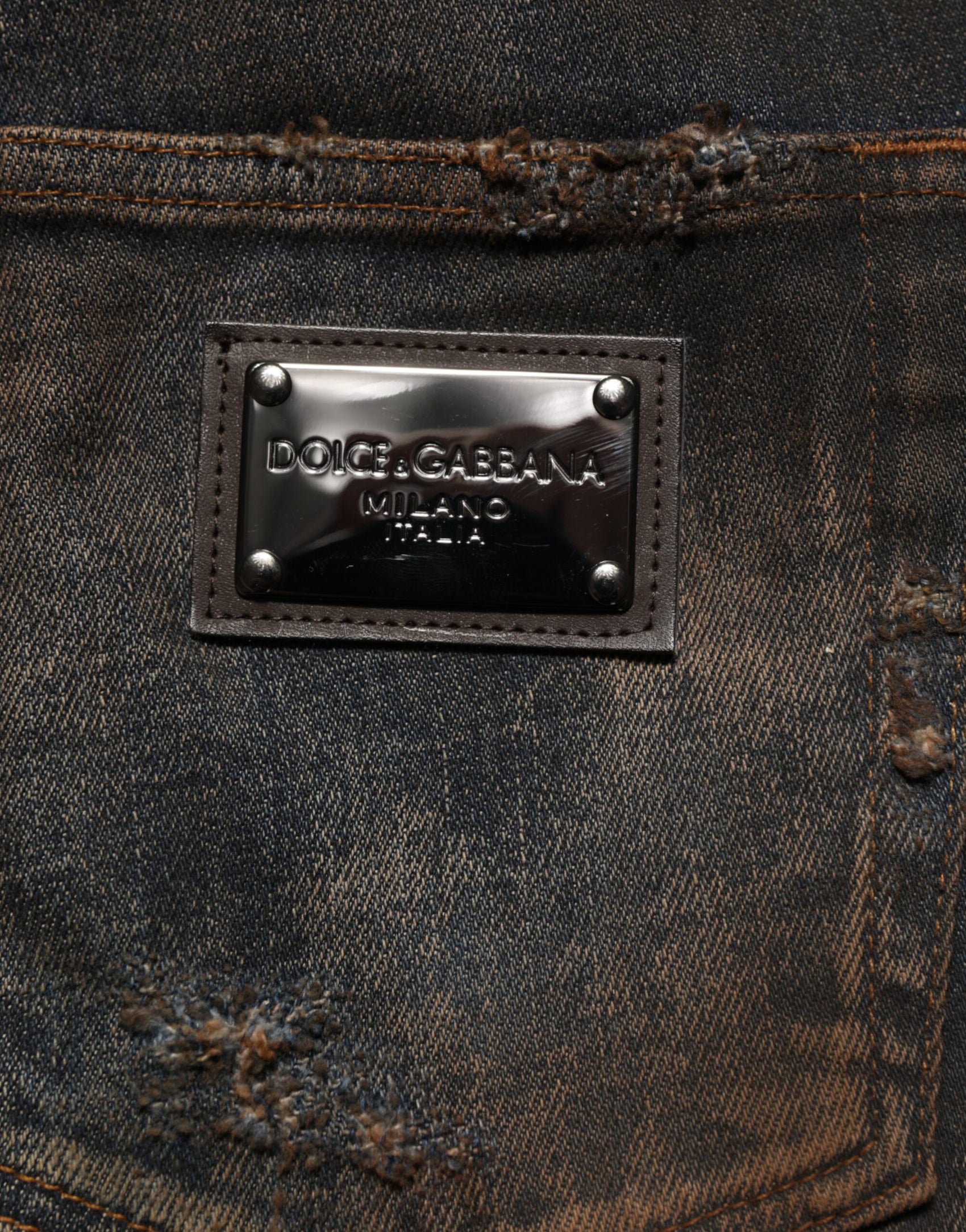 Dolce & Gabbana Black Cotton Skinny Tattered Men Denim Jeans
