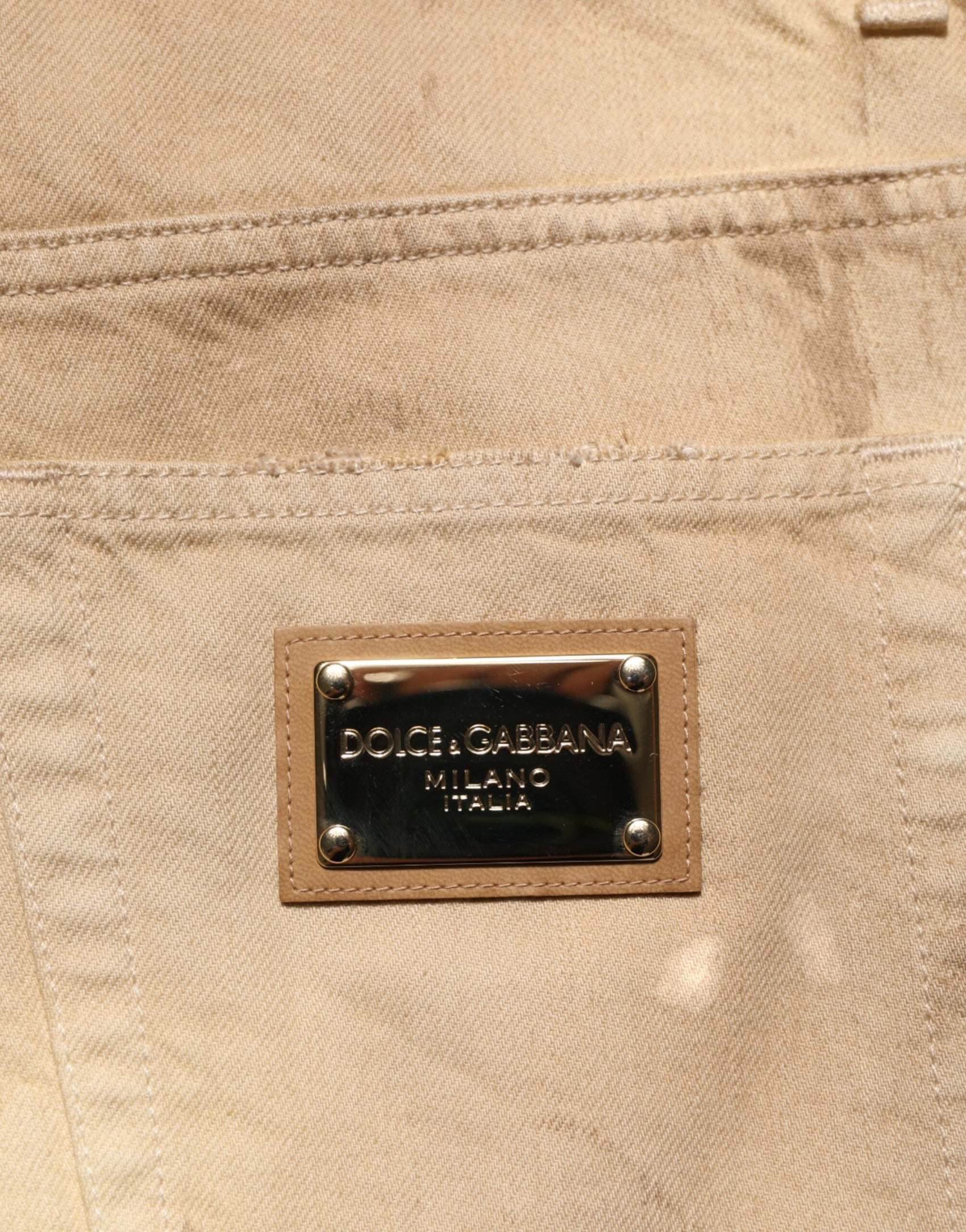 Dolce & Gabbana Beige Cotton Loose Tattered Men Denim Jeans
