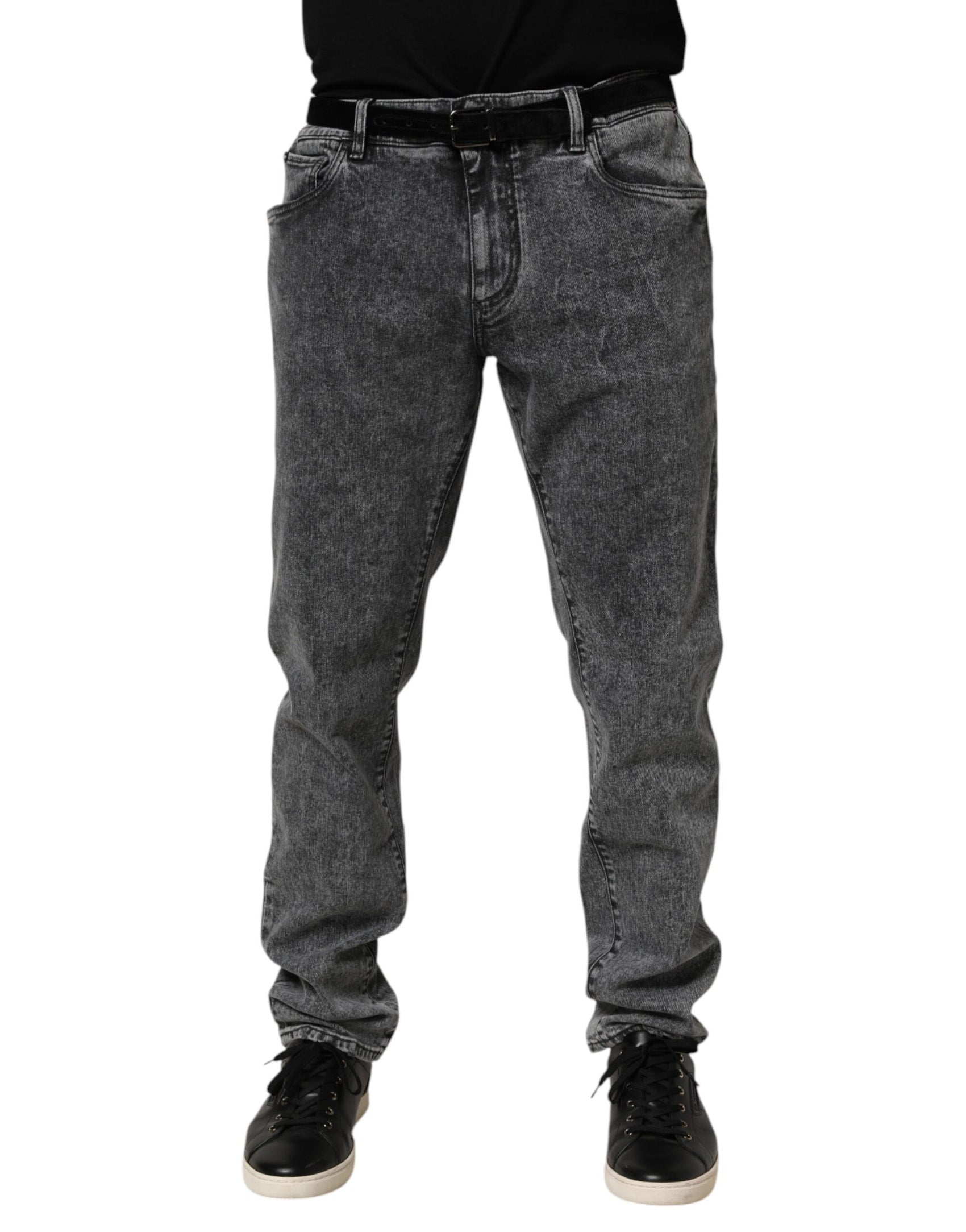 Dolce & Gabbana Gray Cotton Slim Fit Denim Trouser Jeans
