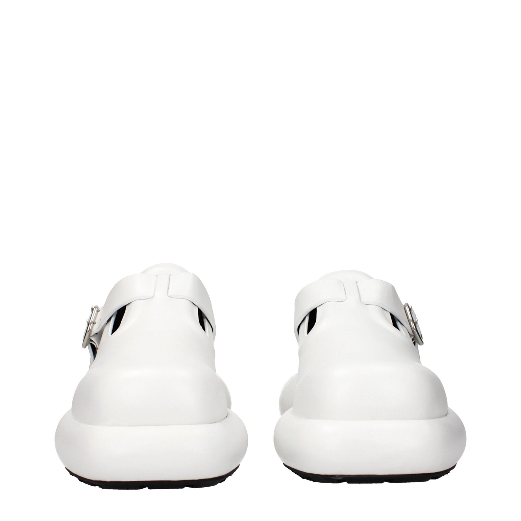 Jil Sander White Leather Slip-On Loafers