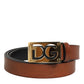 Dolce & Gabbana Brown Leather Classic Metal Logo Buckle Belt
