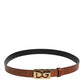 Dolce & Gabbana Brown Leather Classic Metal Logo Buckle Belt