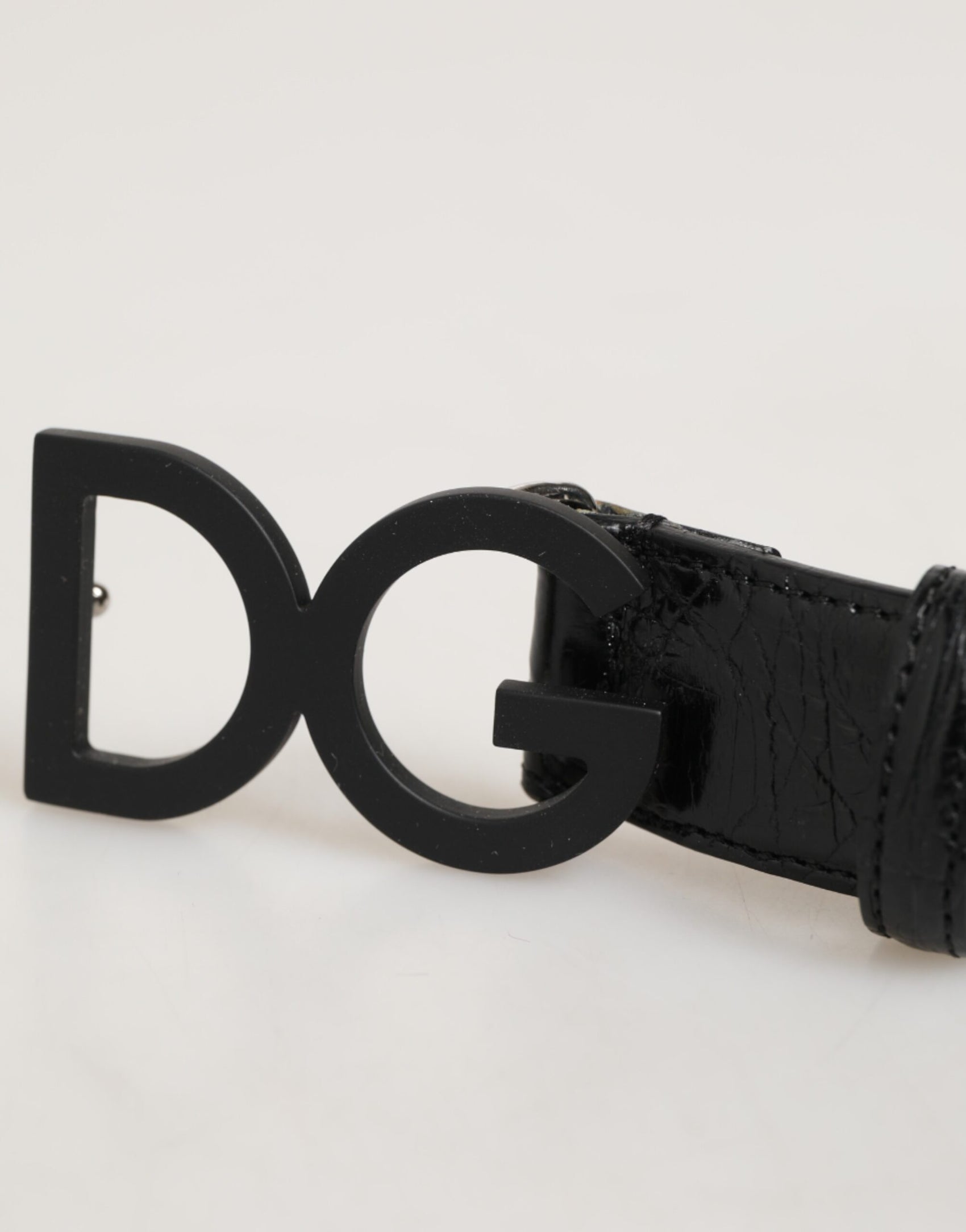 Dolce & Gabbana Black Exotic Leather Metal Logo Buckle Belt