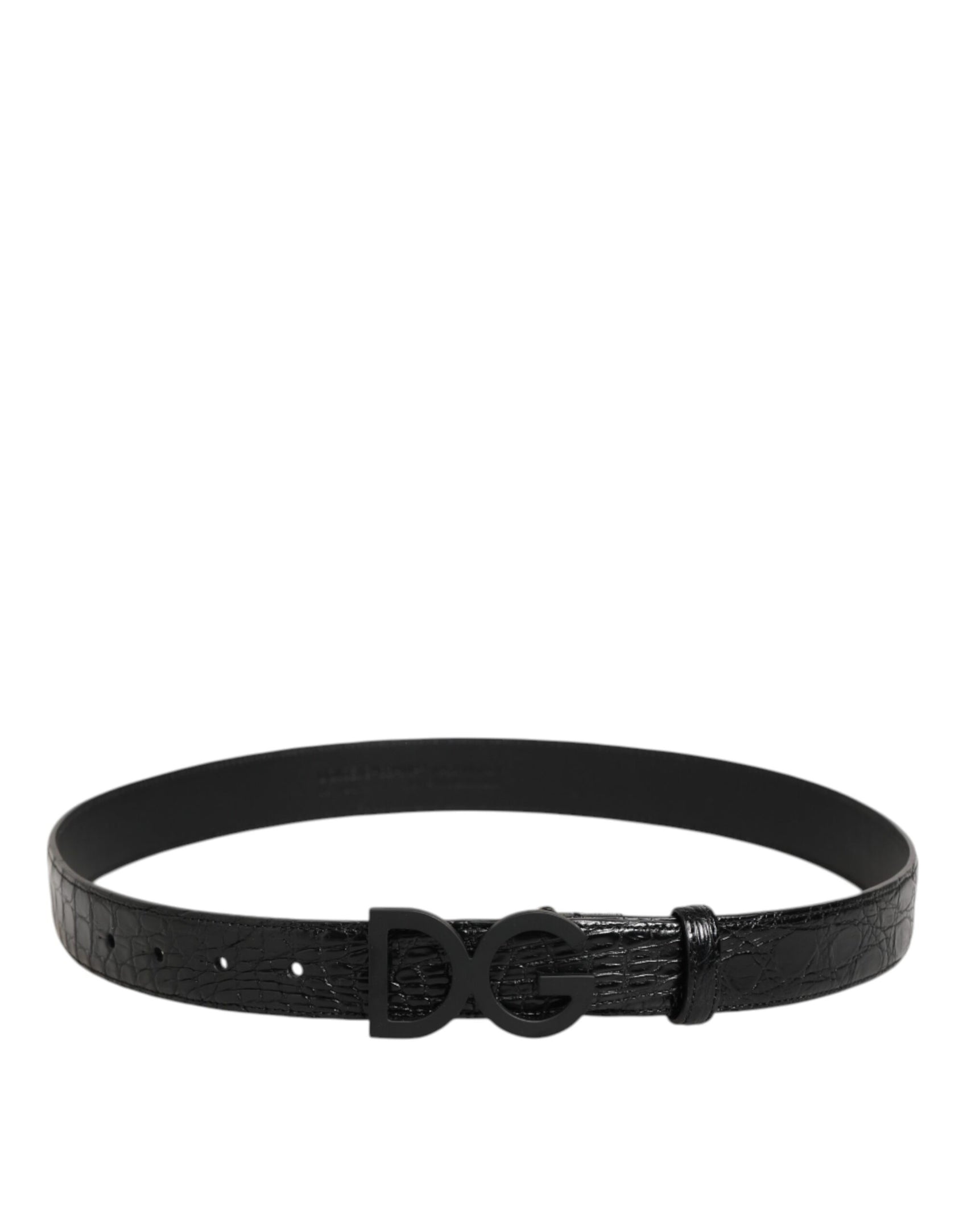 Dolce & Gabbana Black Exotic Leather Metal Logo Buckle Belt