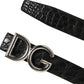 Dolce & Gabbana Black Exotic Leather DG Logo Buckle Belt
