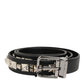Dolce & Gabbana Black Leather Studded Silver-Tone Buckle Belt