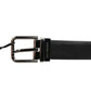 Dolce & Gabbana Black Leather Studded Silver-Tone Buckle Belt
