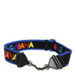 Dolce & Gabbana Black Blue Colorful Lettering Bag Handle Shoulder Strap