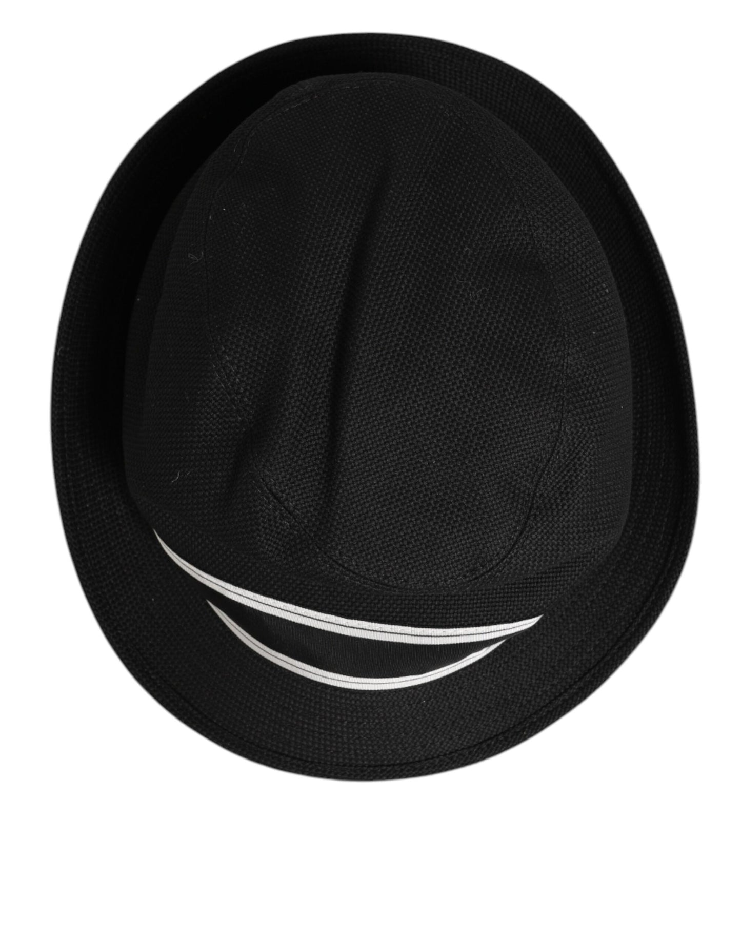 Dolce & Gabbana Black Cotton Polka Dot Lining Fedora Men Hat