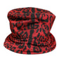 Dolce & Gabbana Red Black Nylon Leopard Print Bucket Men Cap Hat