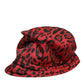 Dolce & Gabbana Red Black Nylon Leopard Print Bucket Men Cap Hat