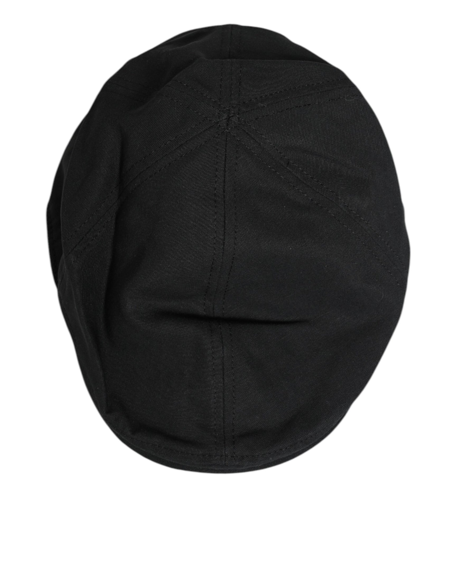 Dolce & Gabbana Black Cotton Blend Newsboy Men Cloth Cap Hat