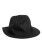 Dolce & Gabbana Black Striped Virgin Wool Men Fedora Capello Hat