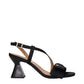 Ganni Black Fabric Stiletto Heel Sandals