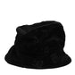 Dolce & Gabbana Black Cotton Suede Bucket Logo Capello Hat