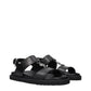 Versace Black Leather Flat Sandals