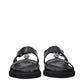 Versace Black Leather Flat Sandals