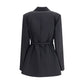 Max Mara Black Fleece Wool Full-Length Jacket