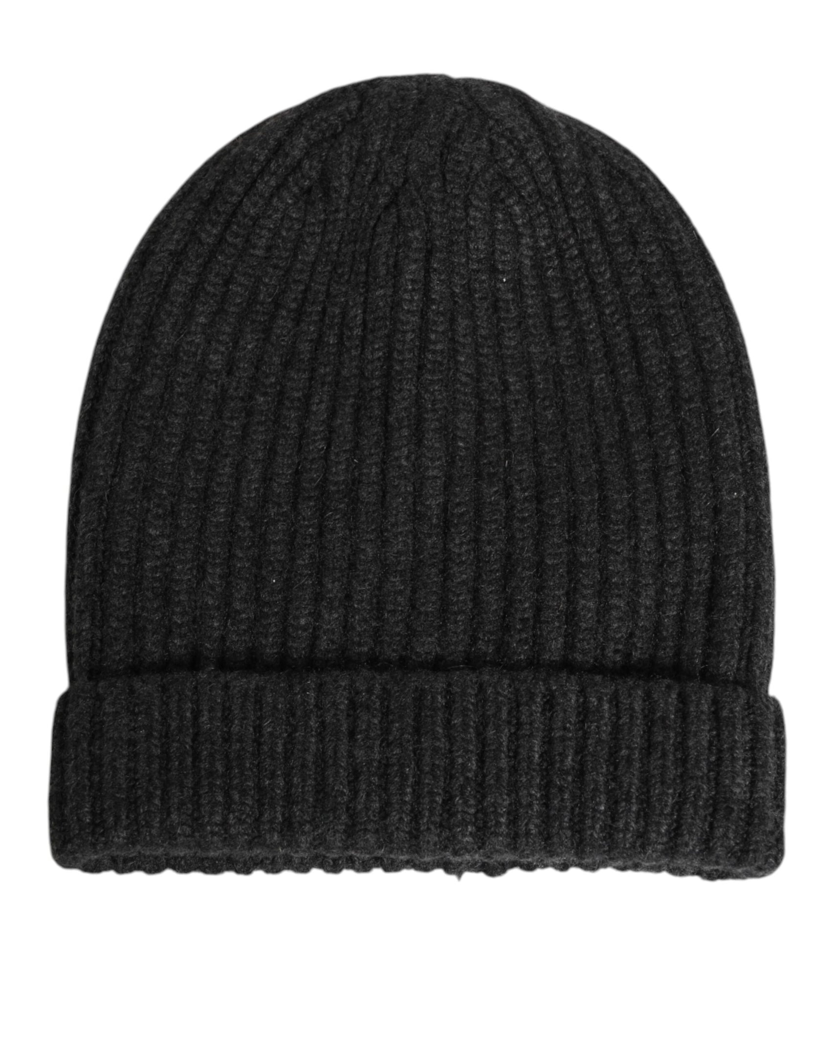 Dolce & Gabbana Black Cashmere Knitted Beanie Men Capello Hat