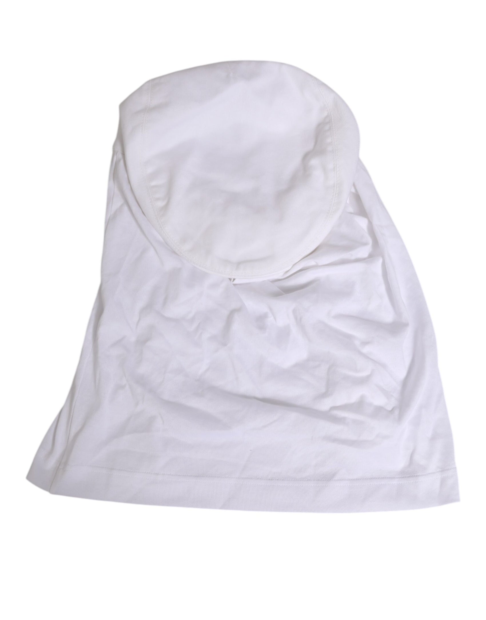 Dolce & Gabbana White Cotton DG Logo Plaque Baseball Balaclava Hat