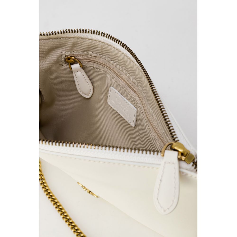 PINKO Cream Leather Clutch Bag