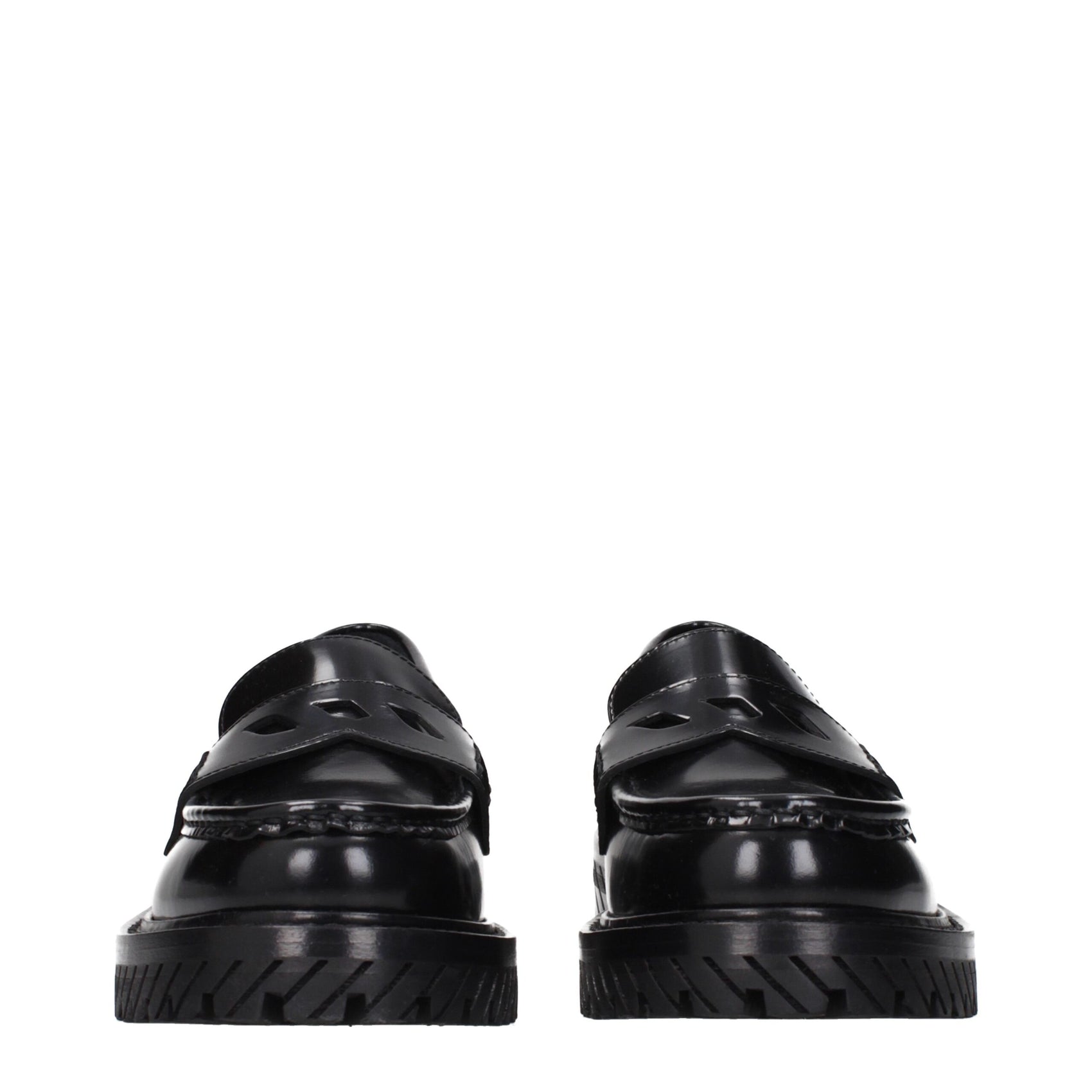 Off-White Black Leather Slip-On Loafers