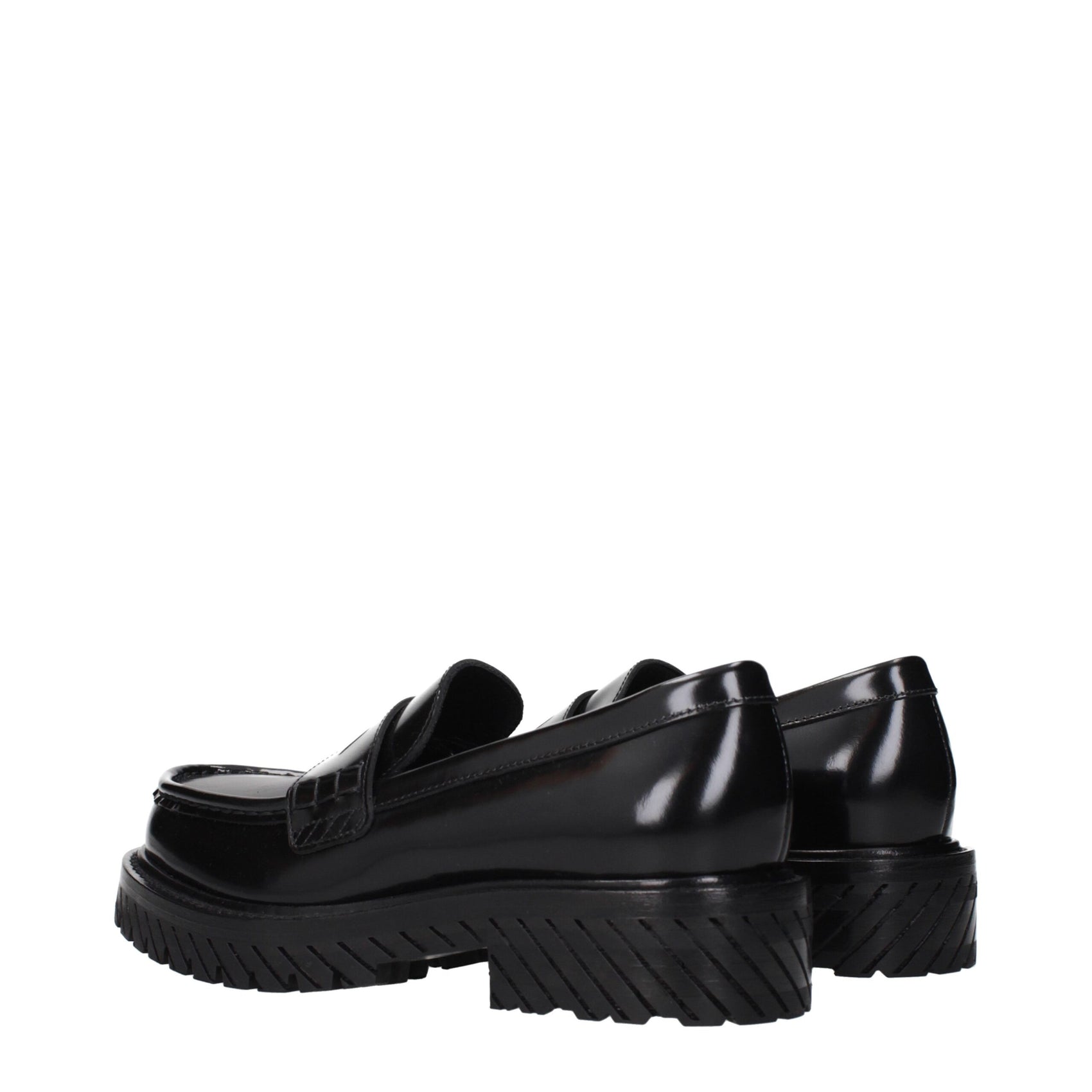 Off-White Black Leather Slip-On Loafers