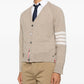 Thom Browne Shetland Wool 4-Bar Relaxed Fit V Neck Cardigan